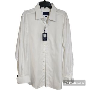 David Donahue Men's Long-sleeve White Dress Shirt NWT 17.5 Trim